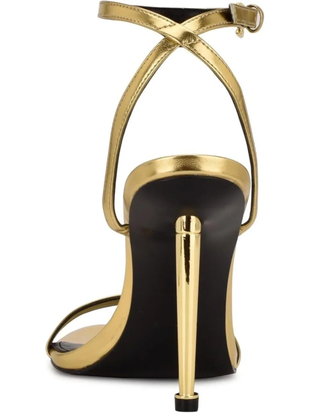 Women's Gold Metallic Open Toe Ankle Strap Reina Lightweight Heel Sandal Shoes